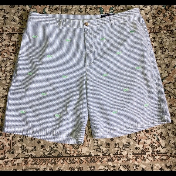 Vineyard Vines Other - Vineyard Vines Men's Whale Seersucker Blue & White Preppy Club Shorts Size 42